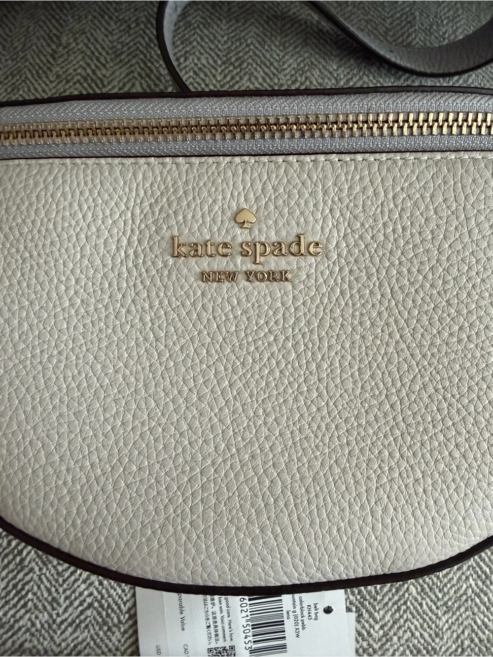 kate spade Two-Tone Gray & White Pebbled Leather Crossbody Belt Bag
